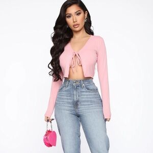 Keep Them Tied Top - Fashion Nova Pink - M - NWT